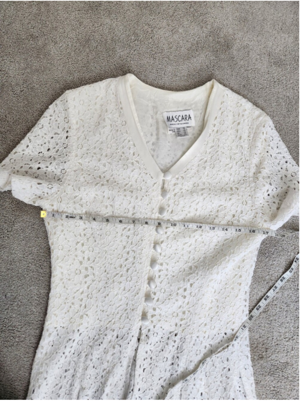 VTG 90s White Crochet Lace Button-Front Top Size 12 Fits Large Romantic Angel - Picture 9 of 15
